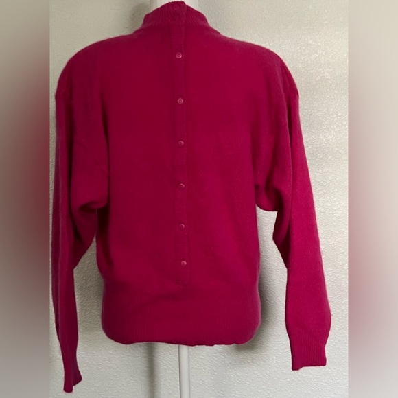 Beautiful fuchsia lambswool blend long sleeve mock turtleneck sweater Size L - Picture 2 of 12